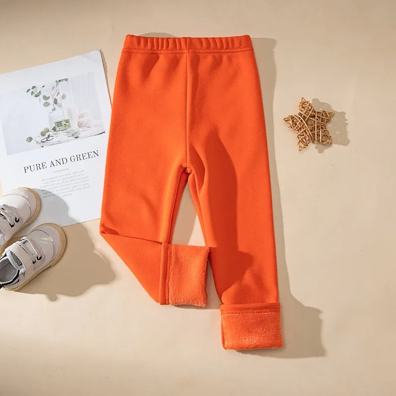 Legging Fille Hiver Polaire Épais Couleurs Bonbon – Pantalon Slim Chaud Élastique Princesse