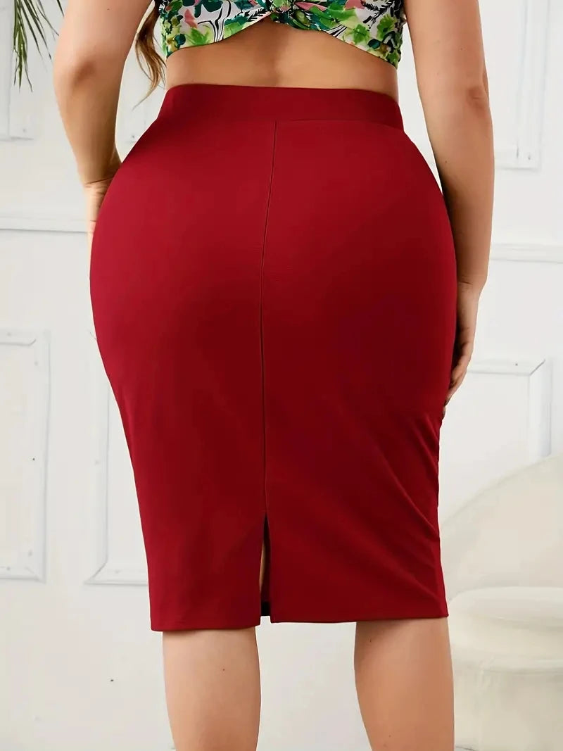 Jupe Femme Grande Taille Slim Unie Taille Haute Fendue Casual – Jupe Élégante Confortable Été Curvy | Mode Inclusive 2026