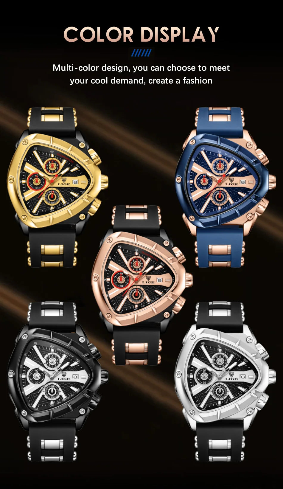 Herrenuhr LIGE Chronograph Militär Sport Armbanduhr Quarz Wasserdicht Luxus Trendig | LIGE Chronograph Militär Premium-Uhr