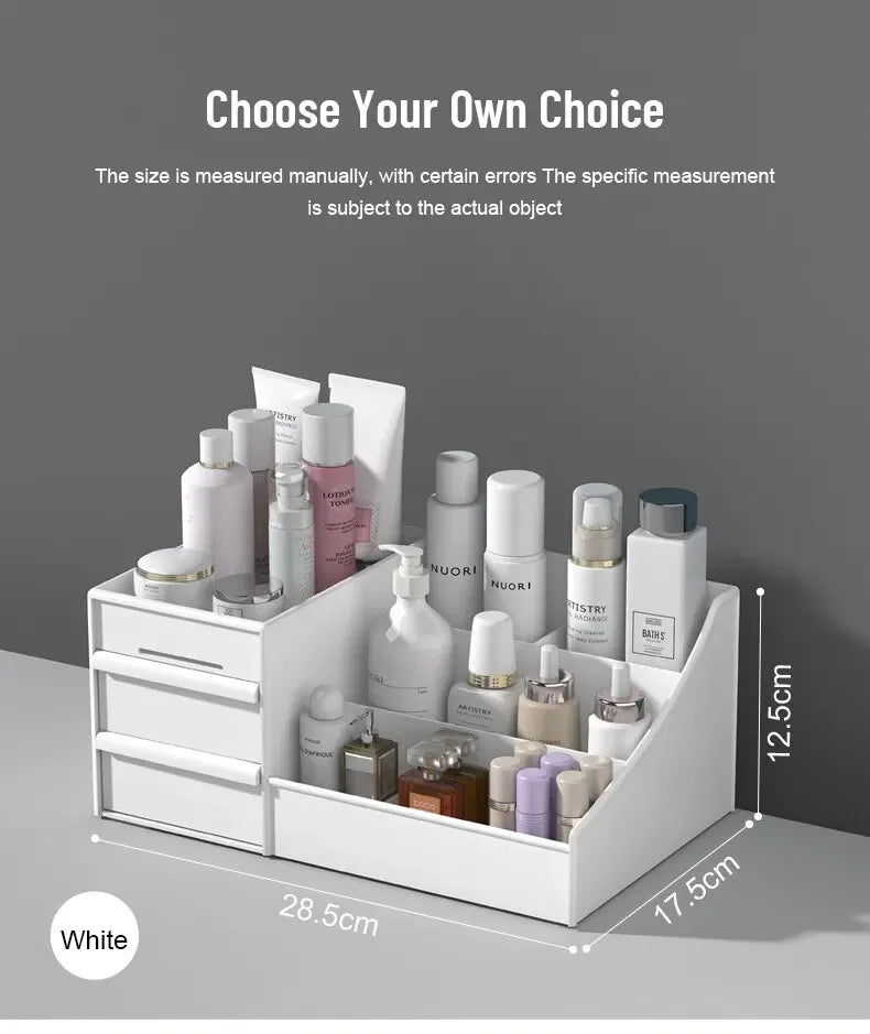 Boîte Rangement Maquillage Rose Tiroir Plastique – Étagère Bureau & Coiffeuse | Organisateur Cosmétiques Desktop