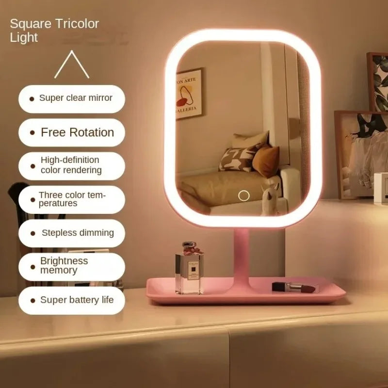 Miroir Maquillage LED 3 Couleurs – Tactile Dimmable 270° | Portable Voyage & Coiffeuse