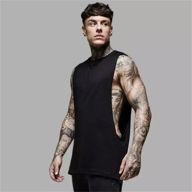 Débardeur Long Homme Coton – Style Hip Hop & Gym | Sans Manches Casual & Fitness | Streetwear Été Tendance
