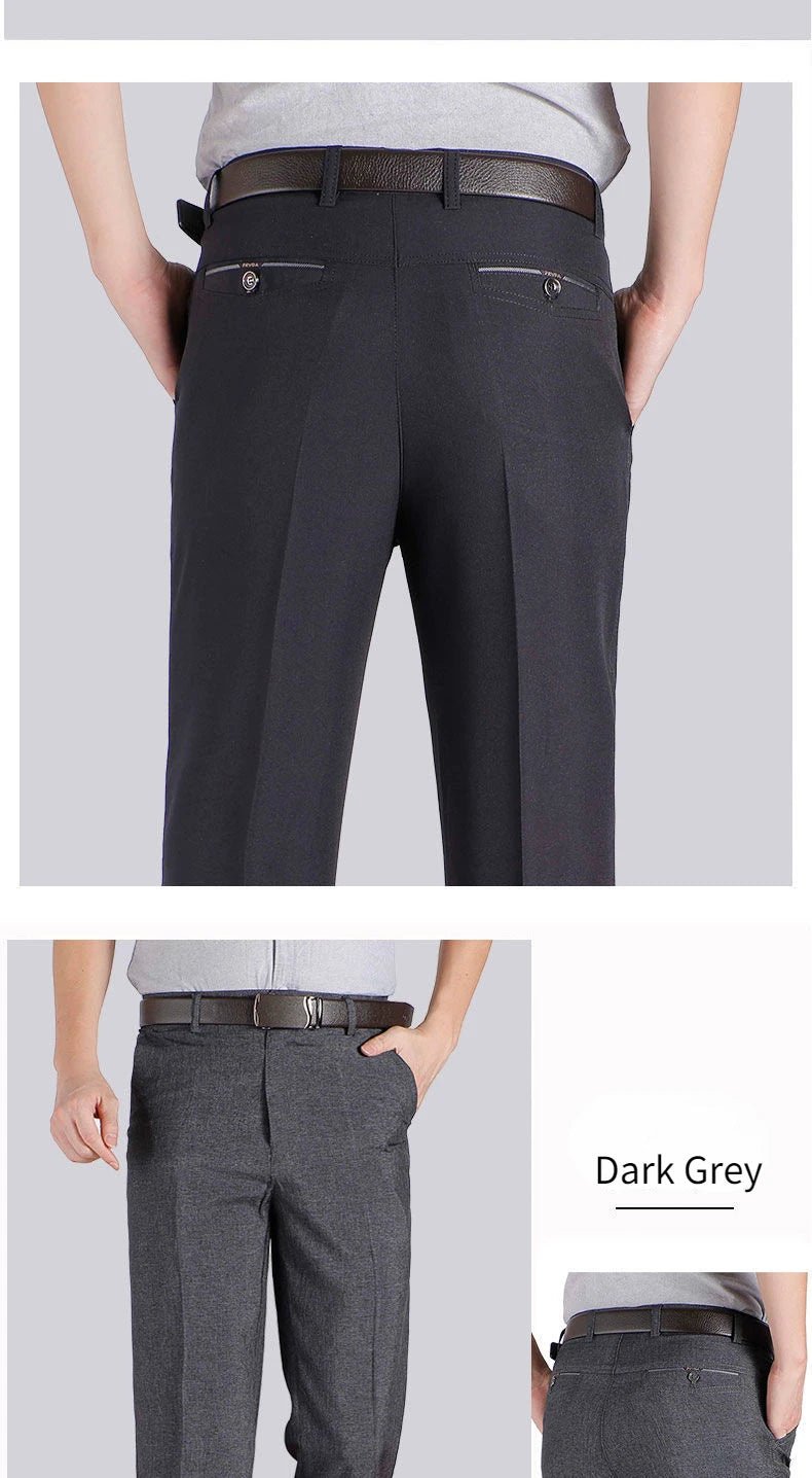 Pantalon de Costume Homme Haute Qualité Taille Haute Classique Business Casual Été Printemps Automne – Pantalon Élégant Professionnel | Mode Homme Premium