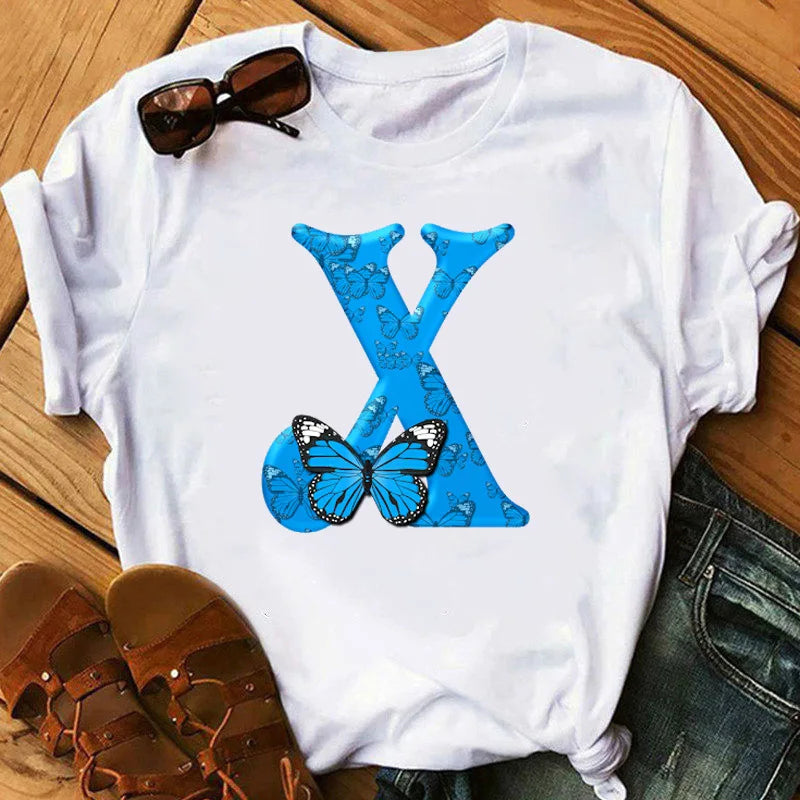 T-Shirt Oversize Femme Imprimé Papillon & Lettres Manches Courtes – Style Harajuku Graphic | Tendance Été