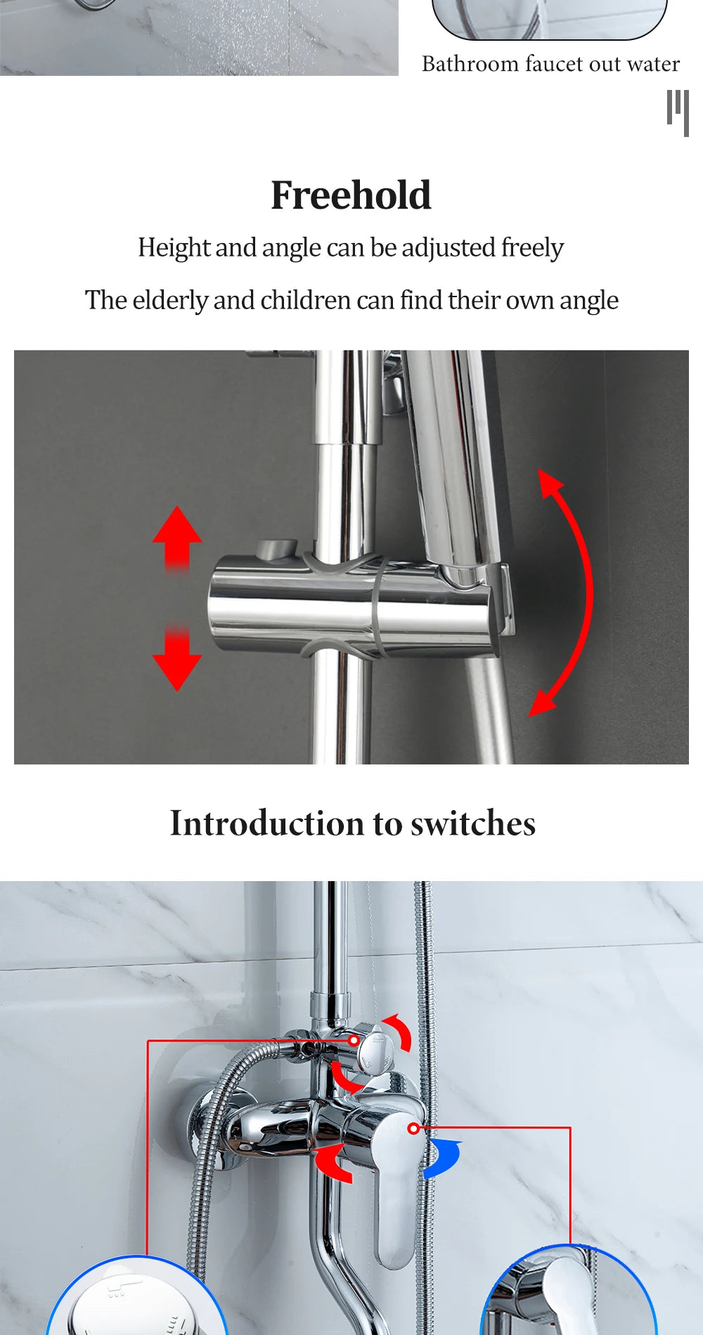 DQOK Ensemble Douche Thermostatique Chrome – Cascade & Pluie, Mitigeur Baignoire | Système Douche Complet