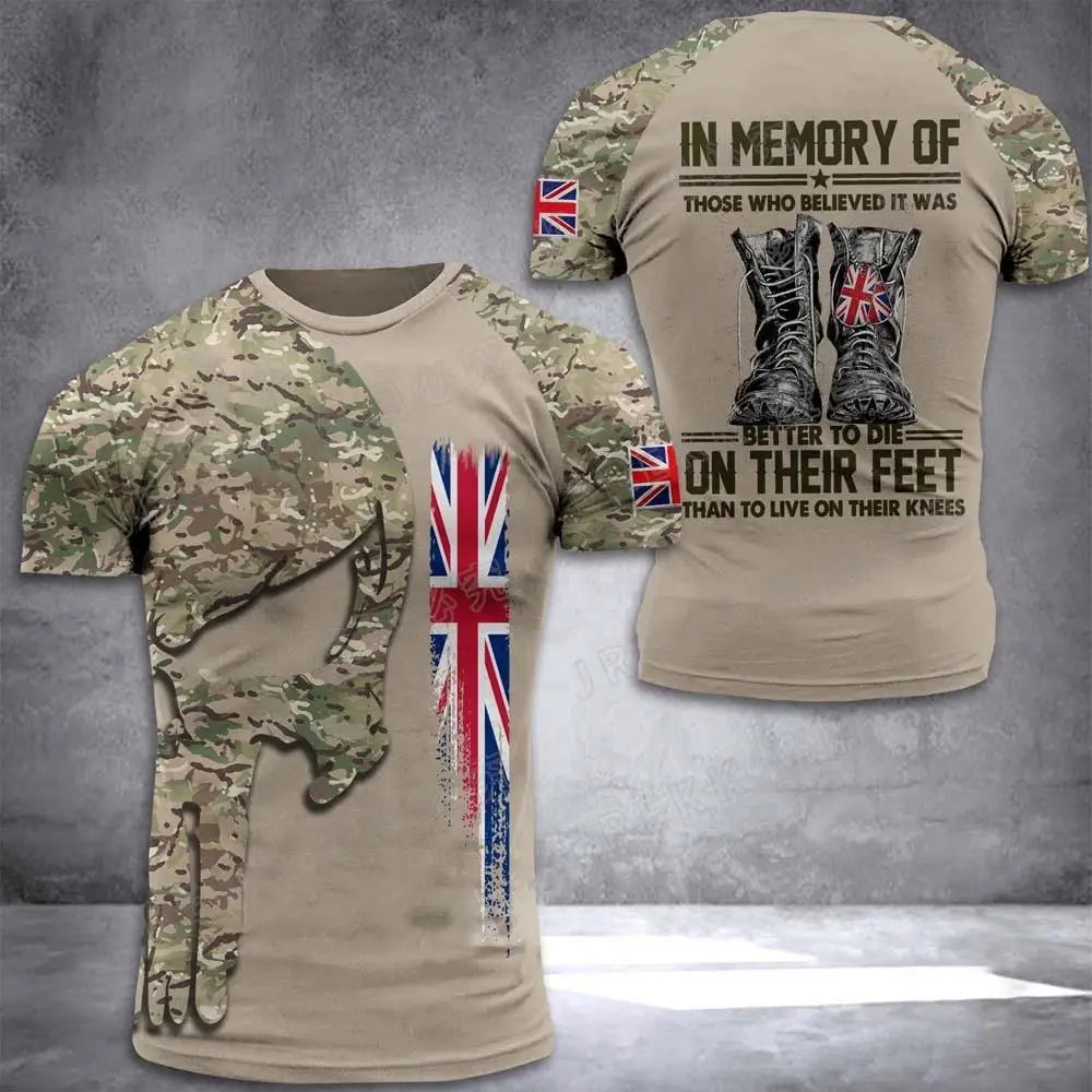 T-Shirt Homme Drapeau Britannique Graphic 3D Imprimé Camouflage Terrain Gym Haute Qualité Manches Courtes Été Casual Patriotique Tendance Confortable – T-Shirt Graphic 3D Premium Drapeau Britannique Camouflage | Mode Homme Graphic Premium