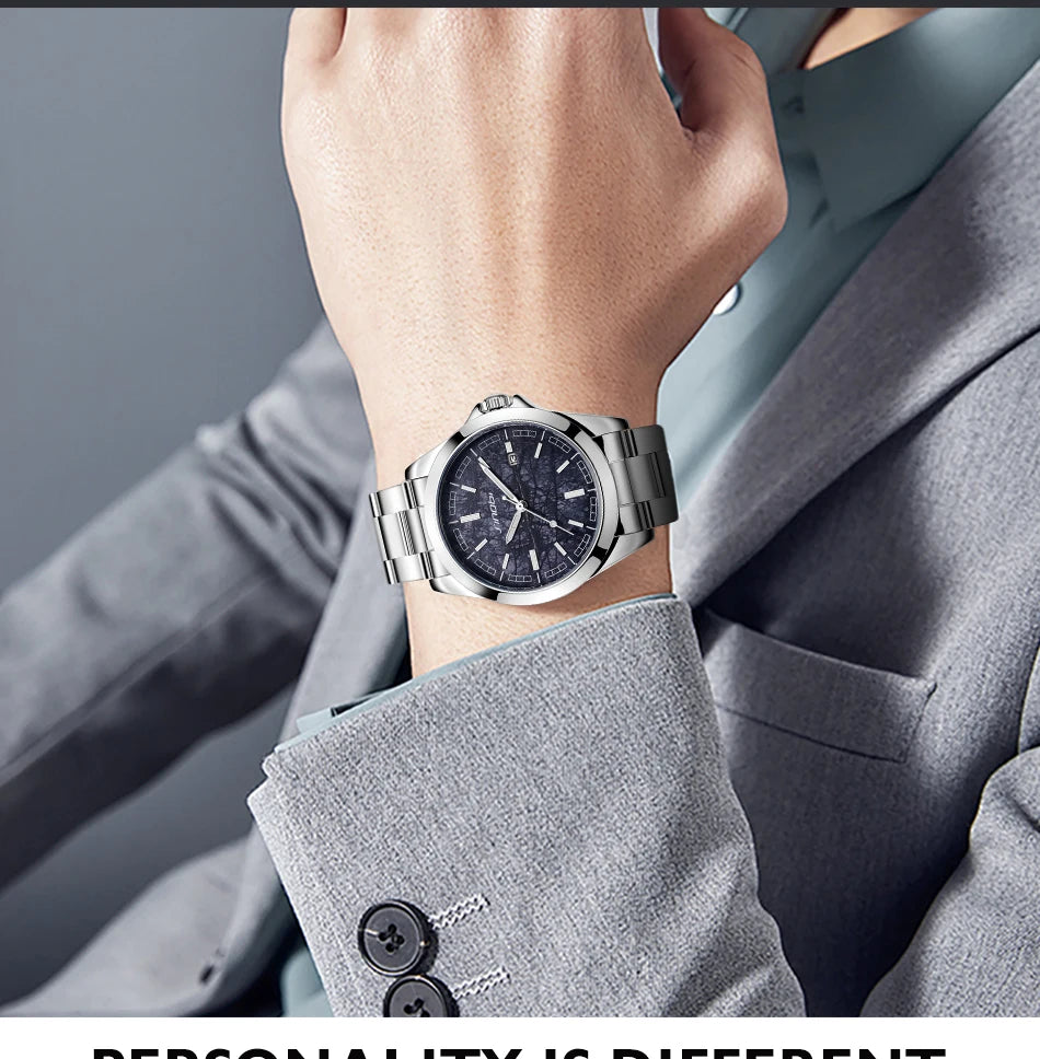 Montre Homme SINOBI Quartz Casual Calendrier – Acier Inoxydable Design Original Cadeau
