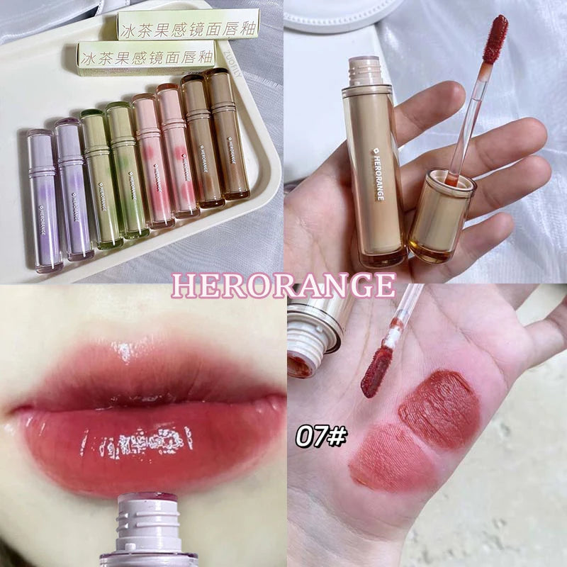 Gloss Miroir Iced Tea – Lip Glaze Jelly Transparent Waterproof | Rouge à Lèvres Liquide Effet Glacé