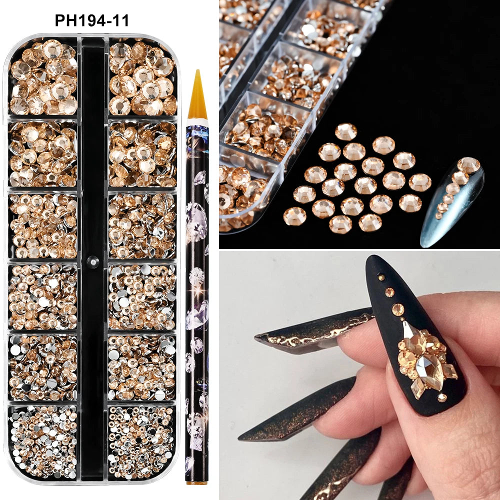 Strass Nail Art 3D Colorés – Diamants Plats Ronds | Déco Ongles DIY