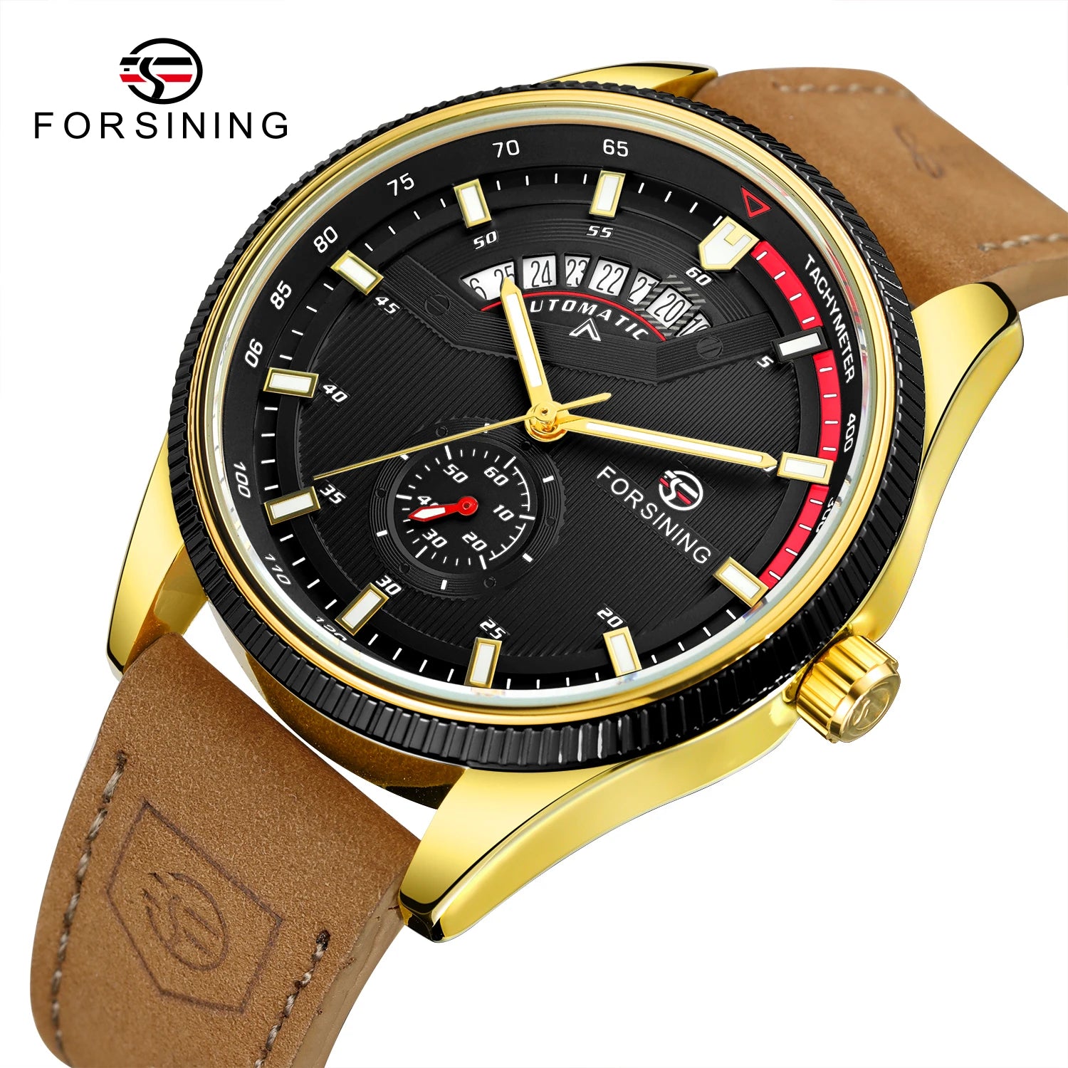 Montre Homme FORSINING Mécanique Automatique Chronographe Calendrier Cuir & Acier – Luxe Haute Qualité