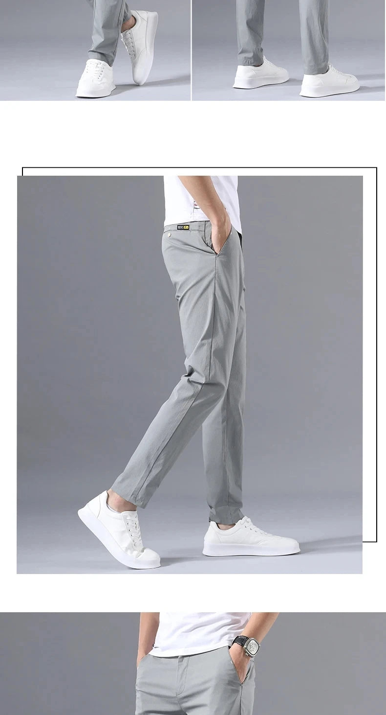 Pantalon Homme Slim Coton Stretch – Business Casual Golf Style Coréen Léger Printemps Automne | Mode Homme Premium