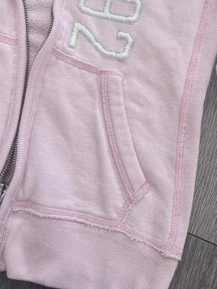 Sweat à Capuche Femme Fourrure Synthétique Rose Vintage Américain Y2K Harajuku Col Fausse Fourrure Slim Centuré – Veste Tendance Hot Girl | Mode