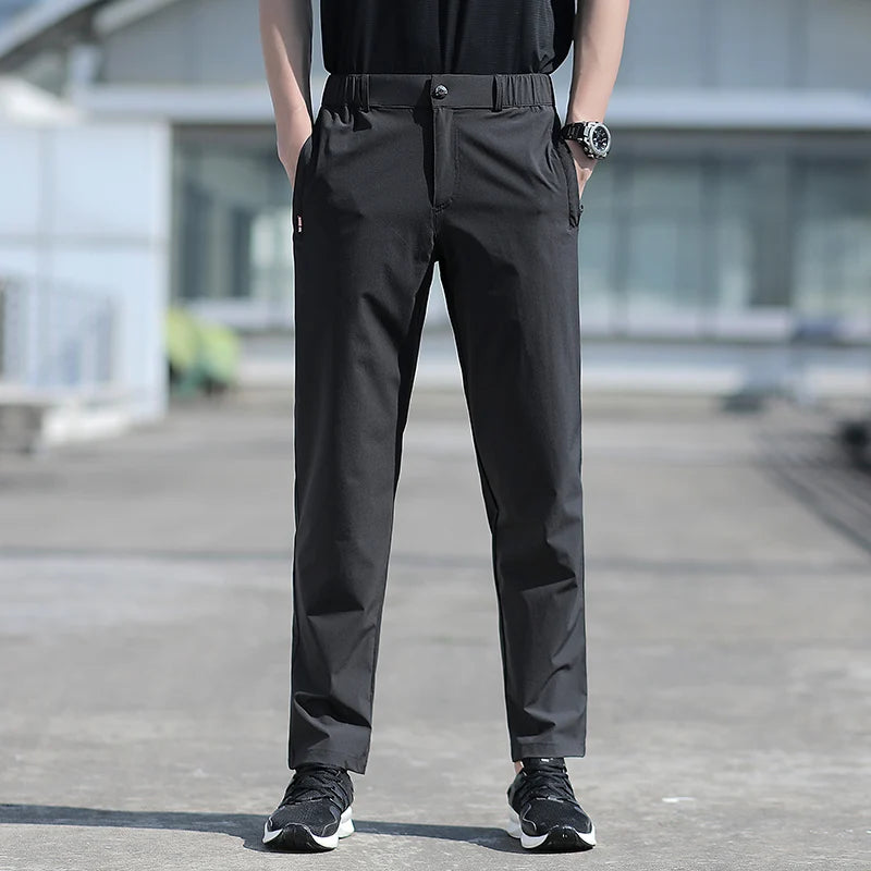 Pantalon Homme Grande Taille Soie de Glace Stretch Respirant Jambe Droite Séchage Rapide Élastique Été Confortable Léger Noir Jusqu'à 6XL – Pantalon Premium Grande Taille Soie de Glace Stretch Été | Mode Homme Grande Taille Premium