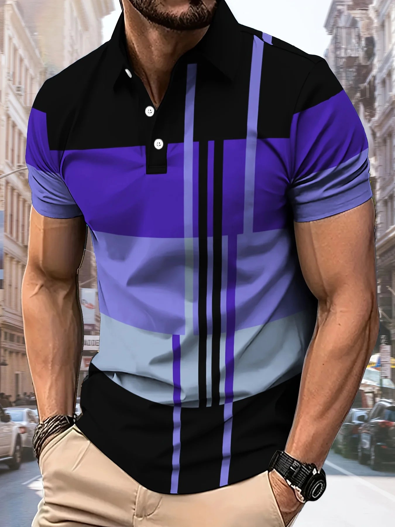 Polo Homme 3D Rayé Casual Respirant 2025 – Fashion Confortable Été Imprimé