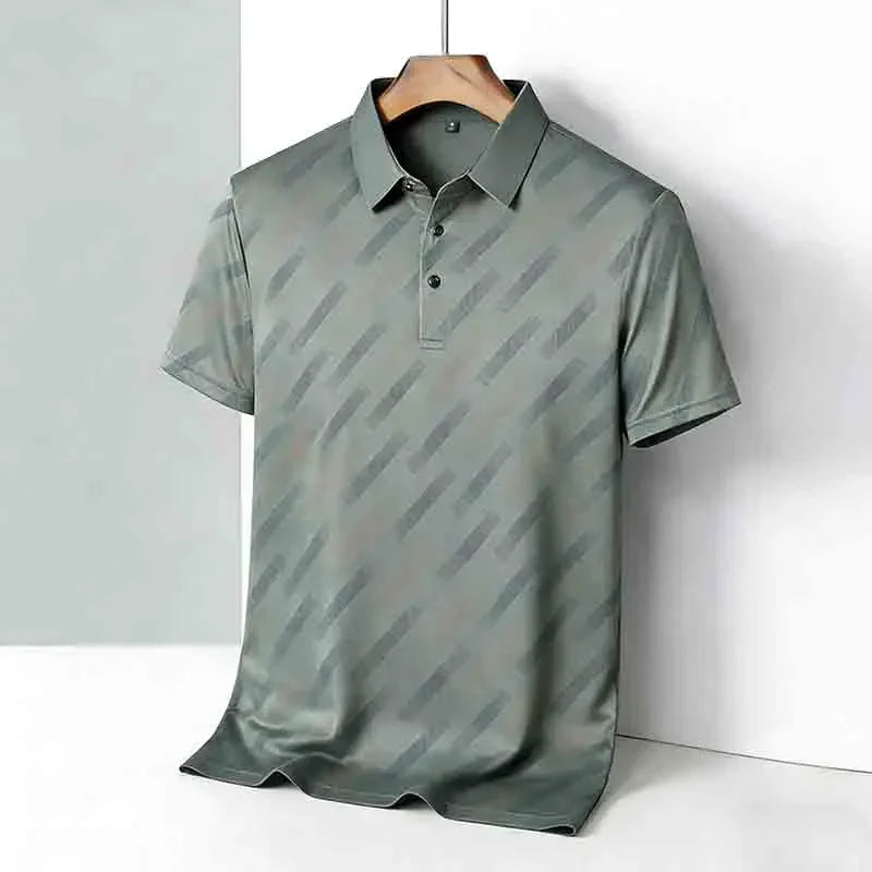 Polo für Herren, modisch, kurze Ärmel, Reverskragen, diagonale Streifen, bedruckt, lässig, Business, Golf, trendig, elegant – Premium Polo gestreift | Herrenmode Business Premium