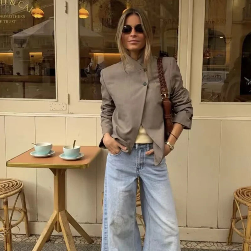 Blazer Femme Élégant Printemps 2026 – Veste Légère Style Street Voyage & Vacances | Tendance Jeune