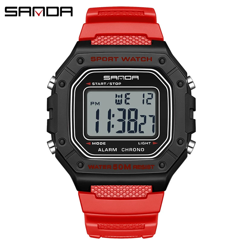 SANDA 2156 Herren Militär Digitaluhr – LED Sport Army Wasserdicht Stoppuhr Großes Zifferblatt