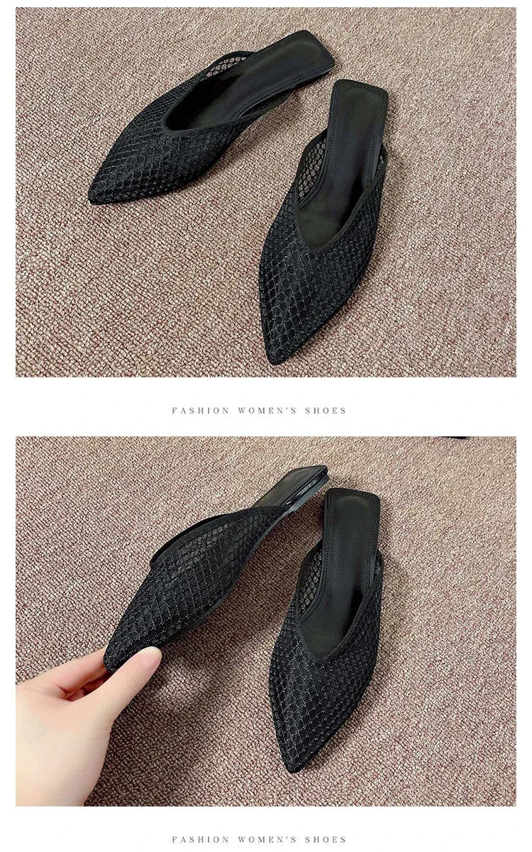 Mules Mesh Pointed Toe Slingback Femme 2025 – Respirantes Casual Slides Flip-flops Été
