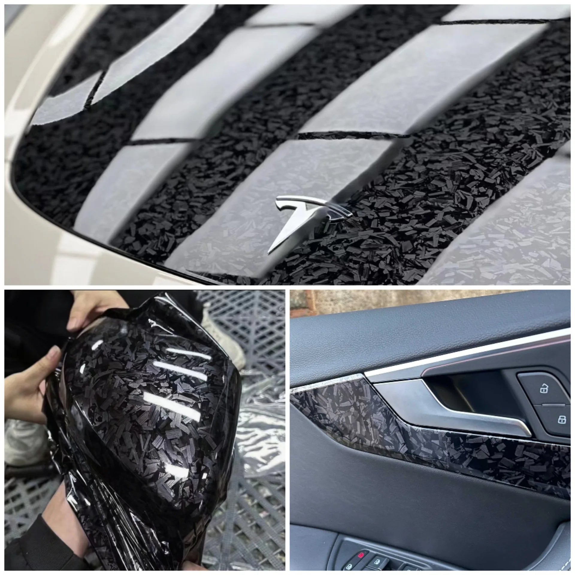 Folien Car Wrap Auto Geschmiedete Carbonfaser Laser Glänzend Selbstklebend – Wasserdichter Aufkleber Innenausstattung | Auto-Tuning