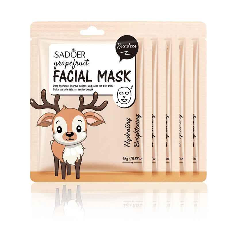 Masques Visage Fruits Frais SADOER – Lot de 5 | Hydratation, Éclat & Apaisement | Soin Peau Quotidien