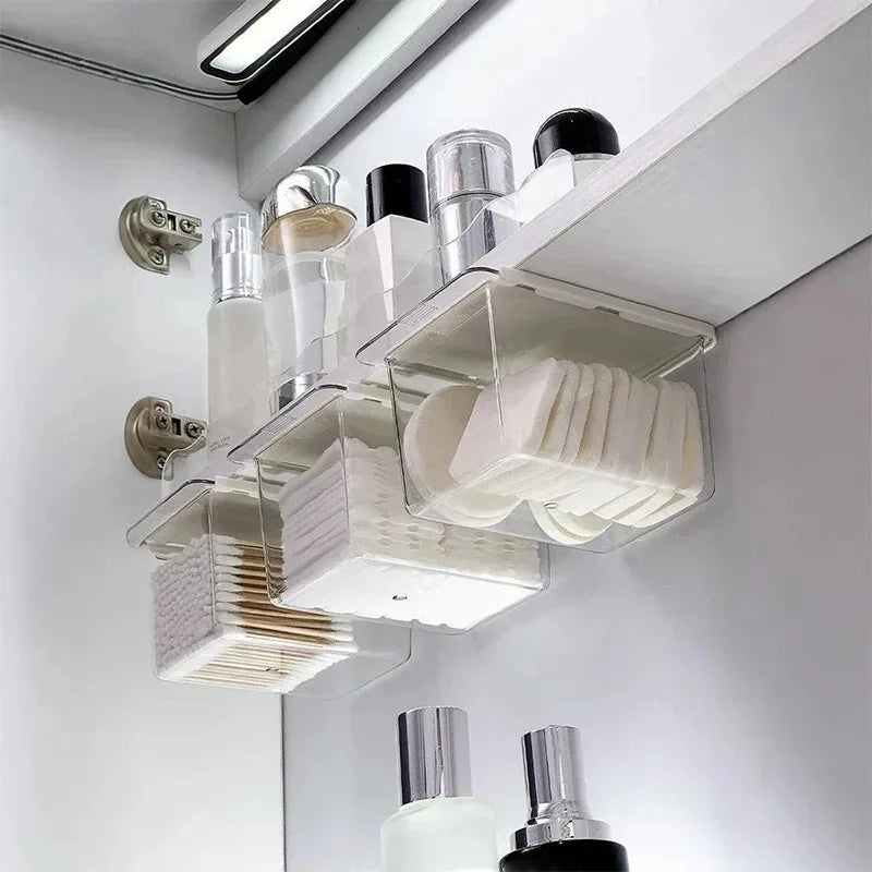 Boîte Rangement Cotons-Tiges Tiroir Transparent – Distributeur Salle de Bain | Sous Miroir