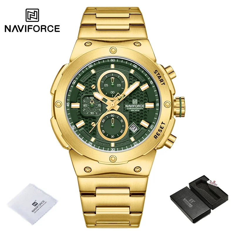 Montre Homme Chronographe Sport Luxe NAVIFORCE – Quartz Date Fashion Masculino