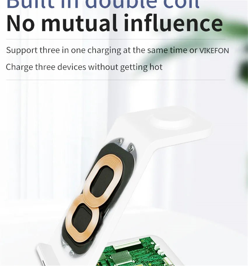 Chargeur 3-en-1 Stand Charge Rapide – iPhone 17-12 Apple Watch 6-8 iWatch AirPods Pro