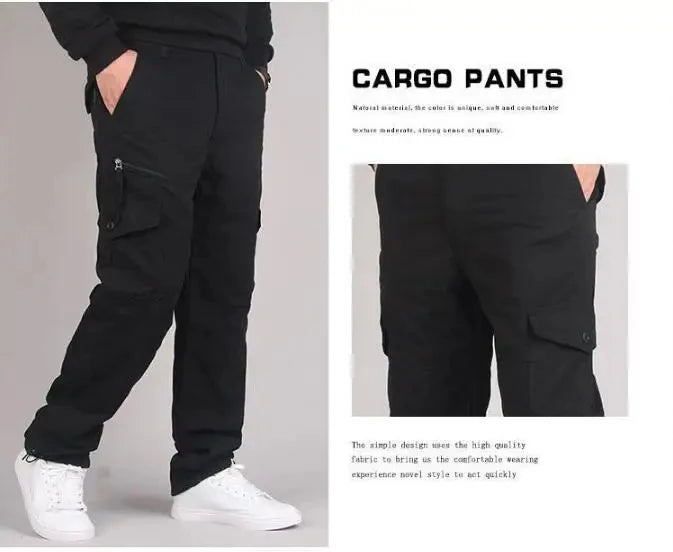 Herren Cargo Hose Winter Doppellagig Dickes Fleece Tarnung Taktisch Baumwolle Baggy Casual Warm | Cargo-Hose Tactical Premium Camouflage Fleece