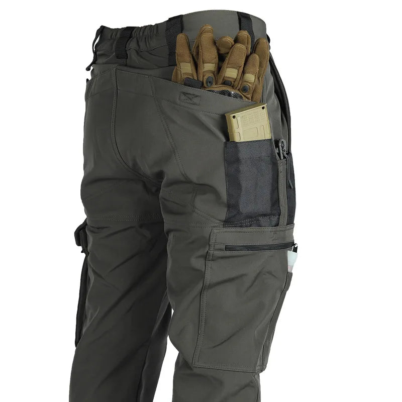 Herren Taktische Fleece Softshell Cargohose Multipocket Outdoor Wandern Sport Militär Warm Herbst Winter Arbeit – Premium Tactical Hose Allrounder | Outdoor Mode Premium Herren