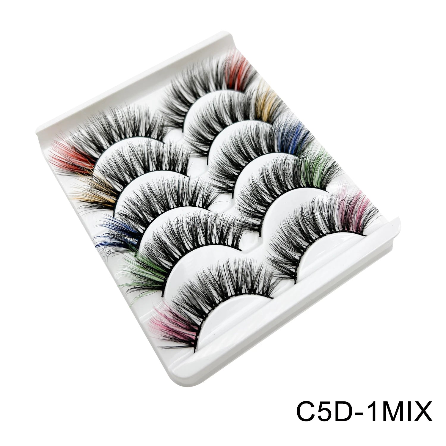 Faux Cils 3D Mink Colorés – Lot 5 Paires Fluffy | Rose, Bleu, Rouge | Maquillage Festif