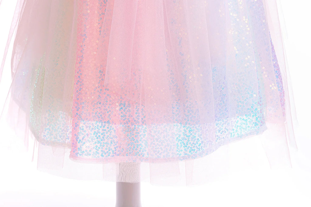 Meerjungfrau Prinzessin Kleid Mädchen Pailletten Perlen Puffärmel – Faschingskostüm Halloween Cosplay