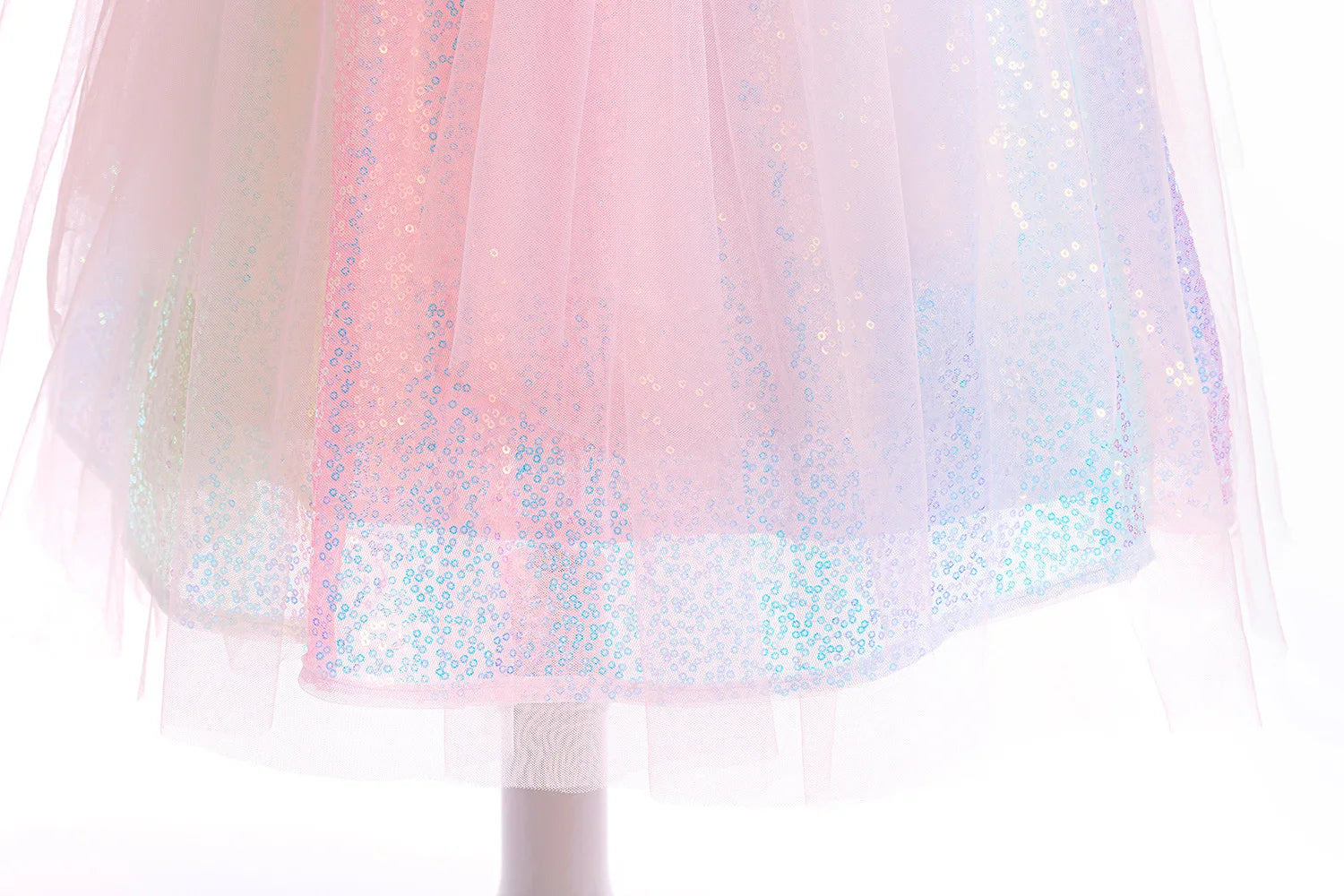 Meerjungfrau Prinzessin Kleid Mädchen Pailletten Perlen Puffärmel – Faschingskostüm Halloween Cosplay