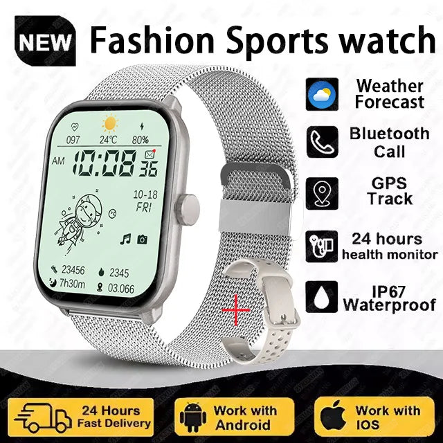 Montre Connectée Unisexe Écran AMOLED – GPS, Appels Bluetooth & Suivi Cardio | Étanche | Sport & Fitness | Android & iOS