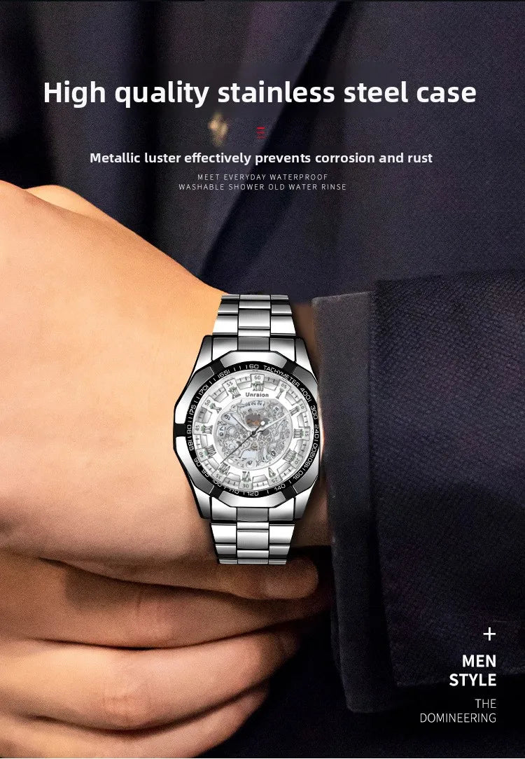 Montre Homme Automatique Calendrier Lumineux Chiffres Romains – Business Étanche Élégante