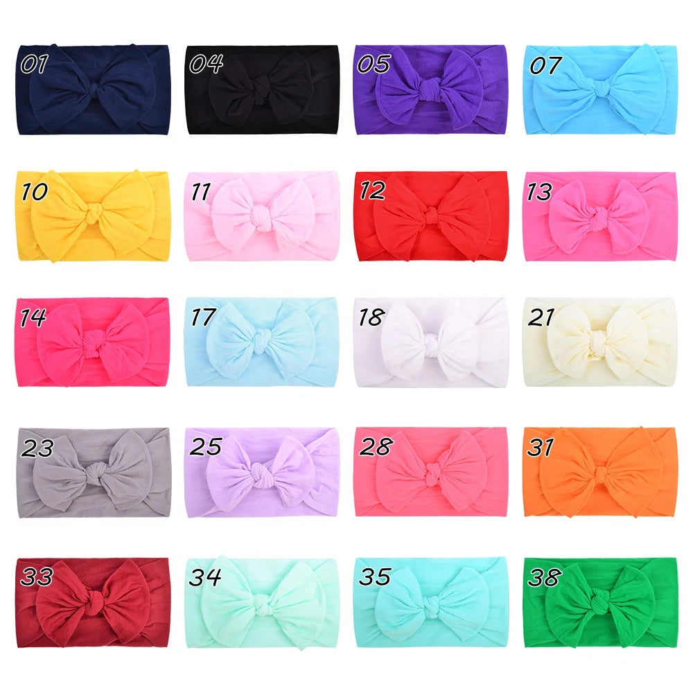 Bandeau Nœud Bébé Fille Élastique Large – Turban Headband Accessoire Cheveux 48 Couleurs