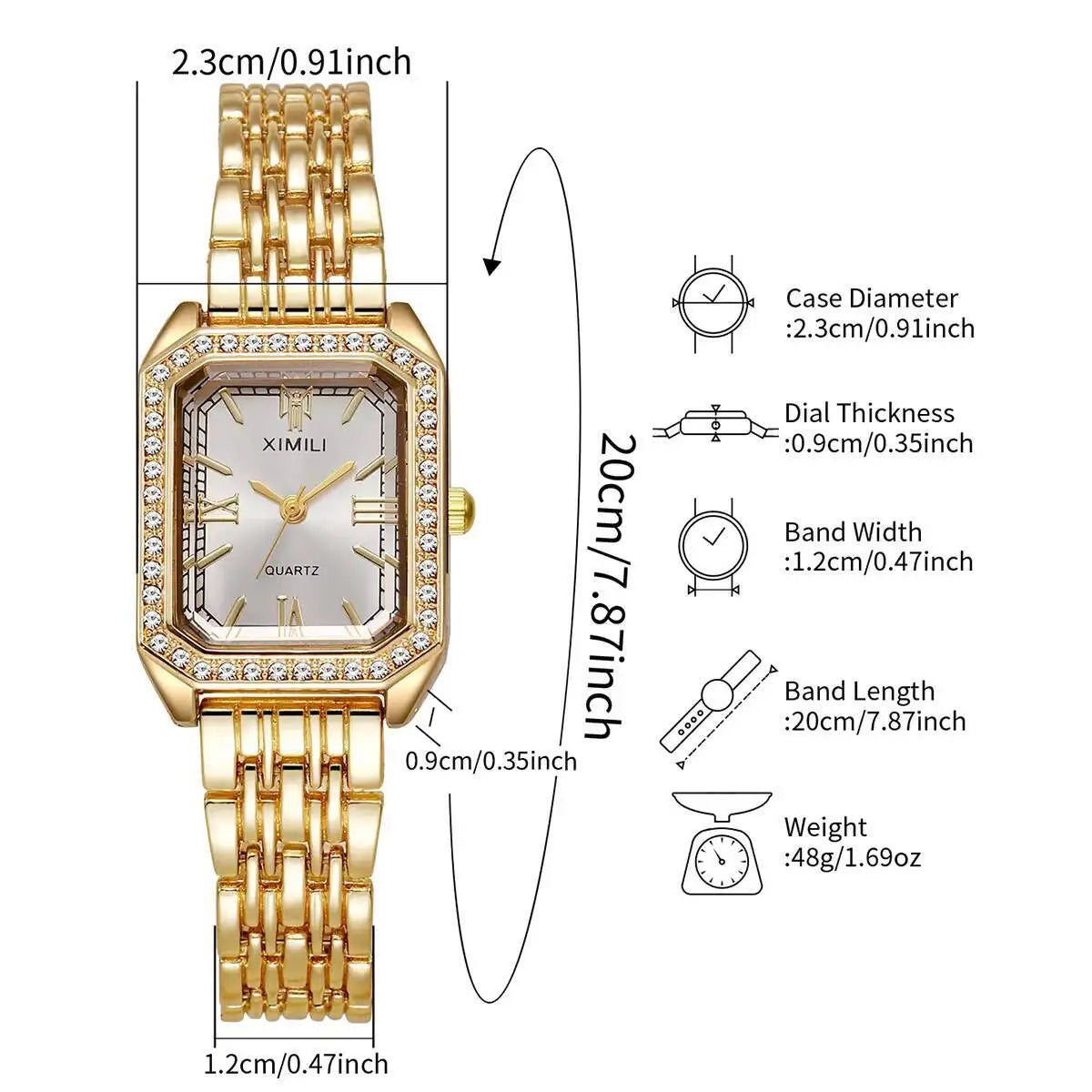 Damen Quarzuhr Rechteck Strass Armband Mode – Elegant Trend Geschenk