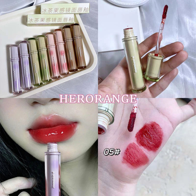Gloss Miroir Iced Tea – Lip Glaze Jelly Transparent Waterproof | Rouge à Lèvres Liquide Effet Glacé