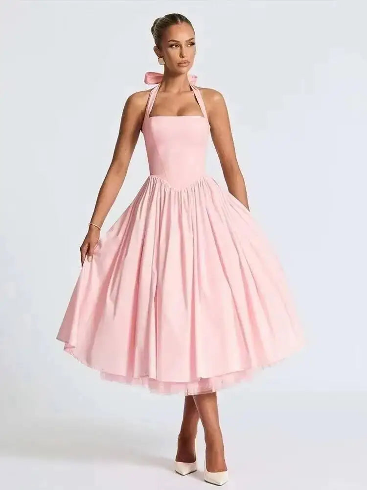 Robe Mini Halter Taille Enveloppée Ligne A Femme – Sexy Évasée | Soirée Club Printemps Été