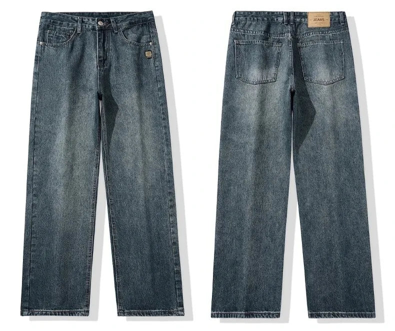 Jean Homme Droit Baggy Large Jambe Retro Américain Streetwear Korean Fashion Loose Denim Casual Printemps Automne Tendance – Jean Premium Wide Leg Urban | Mode Homme Streetwear Premium