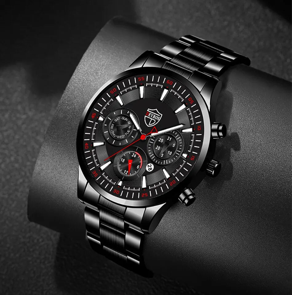 Montre Homme Business Quartz DEYROS – Acier Inoxydable Lumineux Date Calendrier Fashion Casual