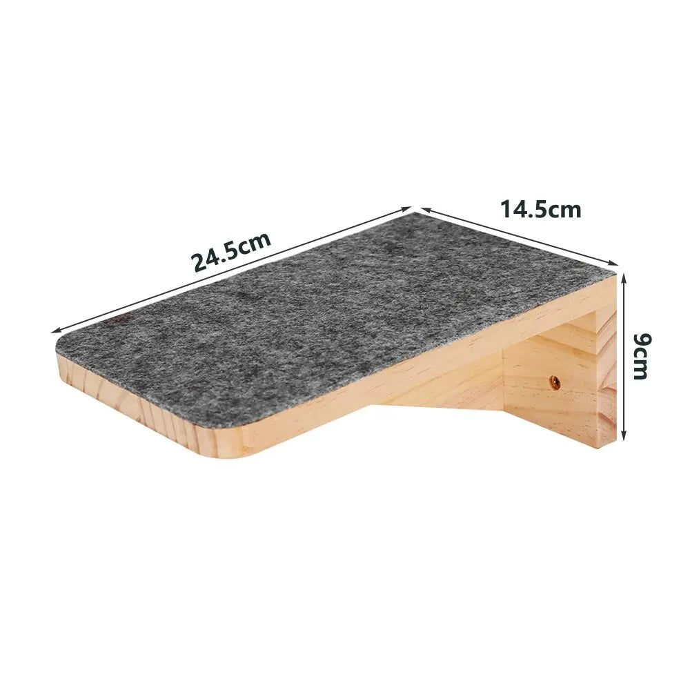 Arbre à Chat Mural Escalade Bois – Étagères Plateforme Saut Hamac Escalier | Aire de Jeux Chaton Mobilier
