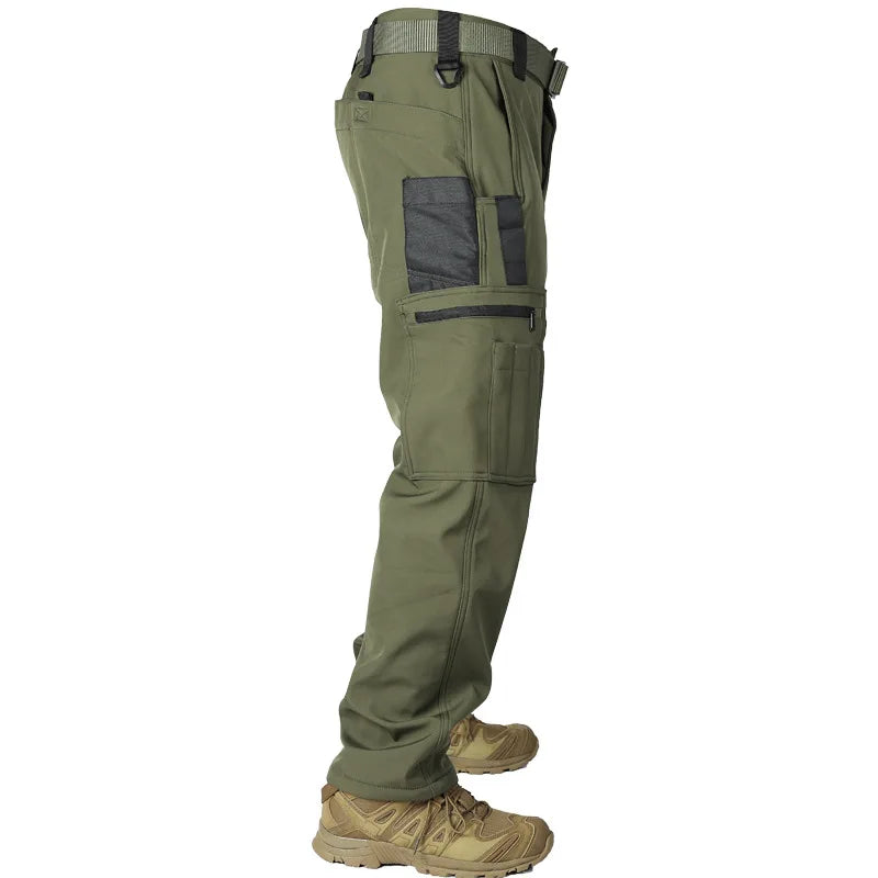 Herren Taktische Fleece Softshell Cargohose Multipocket Outdoor Wandern Sport Militär Warm Herbst Winter Arbeit – Premium Tactical Hose Allrounder | Outdoor Mode Premium Herren