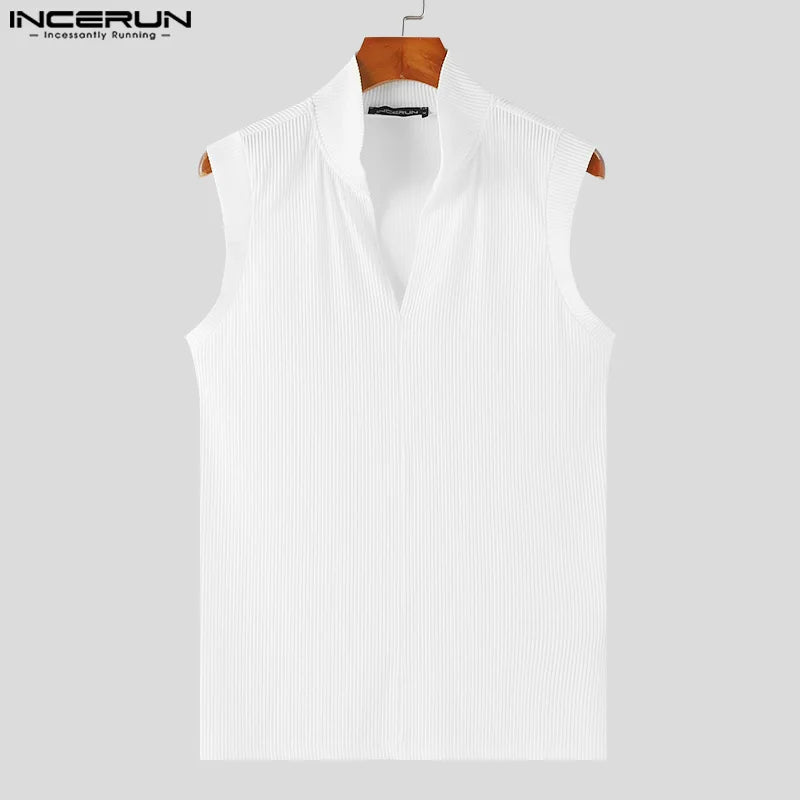 Débardeur Homme Col V INCERUN – Couleur Unie Sans Manches | Streetwear Été & Fitness | Tailles S à 5XL