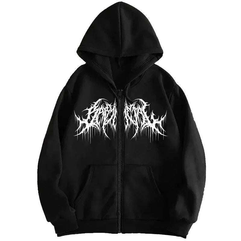 Hoodie Zippé Homme Y2K Imprimé Graphic Hip-Hop Gothique Chaud Automne Hiver | Sweatshirt Y2K Gothique Premium