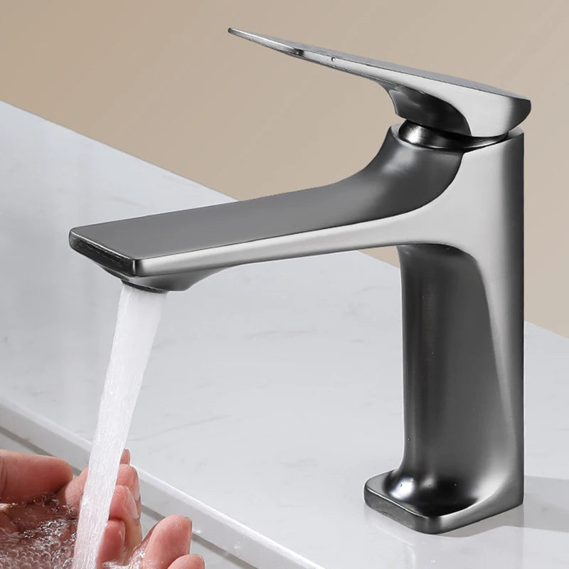 Robinet Lavabo Laiton Moderne Mono-Commande – Mitigeur Eau Chaude & Froide, Design Épuré | Vasque Salle de Bain