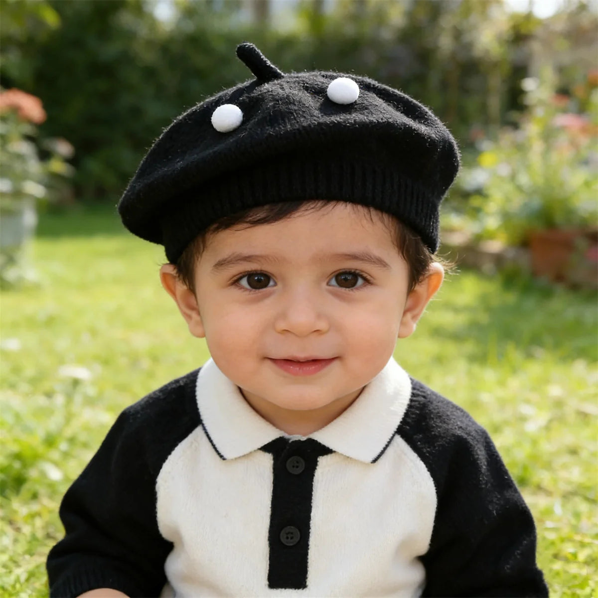 Béret Tricoté Enfant Couleur Unie – Bonnet Peintre Chaud Automne Hiver Fille Garçon Tendance