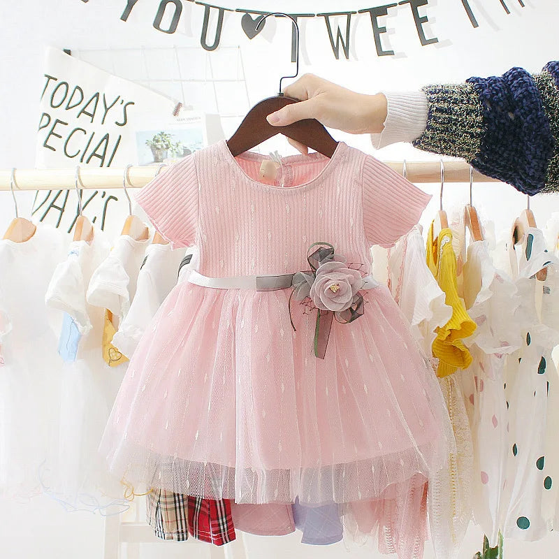 Robe Princesse Bébé Fille Été Tulle Fleurs Ruban – Robe Anniversaire Fête Mignonne Enfant