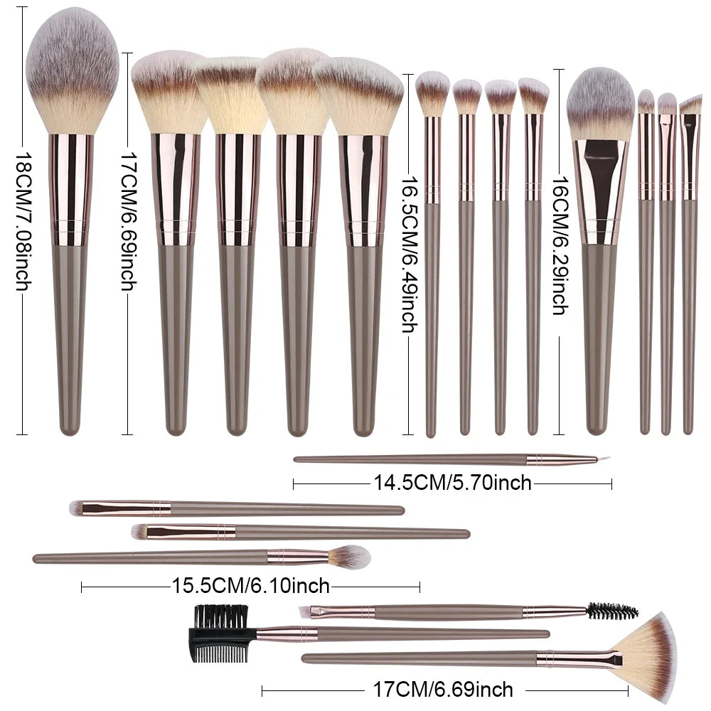 Set Pinceaux Maquillage Professionnel 1 à 20 Pcs – Blush, Highlighter, Fond de Teint & Fard | Ultra-Doux Femme
