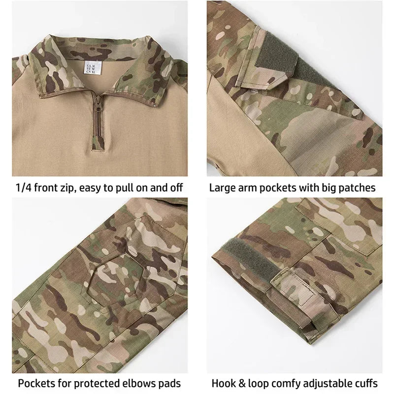 T-Shirt Tactique Homme Airsoft Combat Armée Paintball Chasse Respirant Outdoor Militaire | T-Shirt Tactique Outdoor Premium