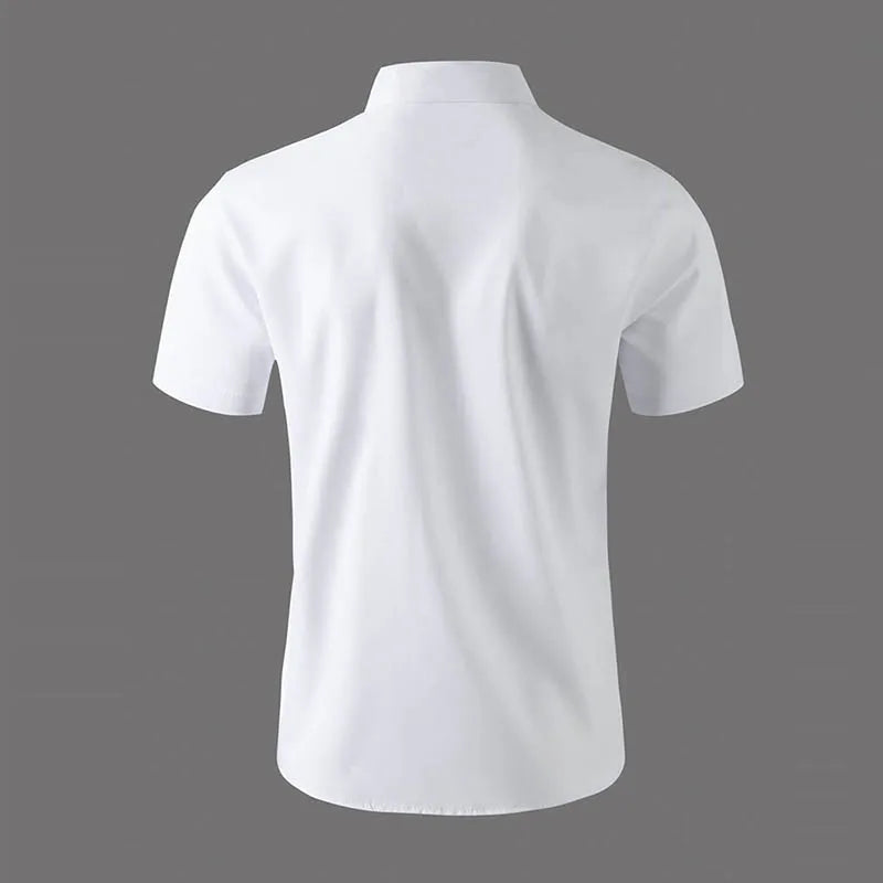 Chemise Homme Business Casual Couleur Unie Manches Courtes Été Sans Repassage Confortable Polyvalente Fashion Élégante Intemporelle – Chemise Premium Sans Repassage Business Casual Été | Mode Homme Business Casual Premium